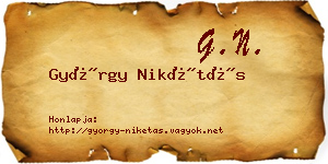 György Nikétás névjegykártya